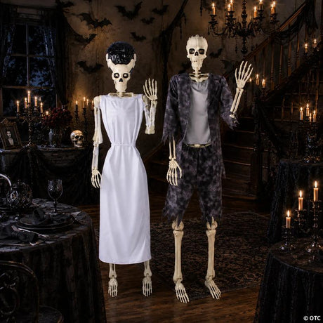 Monster Skeleton Couple Halloween Decorating Kit with Blacklight Effect, showing a detailed skeletal bone design