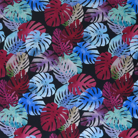 Swim Knit Nylon Spandex Monstera Watercolors 4-Way Stretch