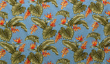Cotton Upholstery Fabric Monstera Banana Leaf Birds of Paradise Orange Ginger