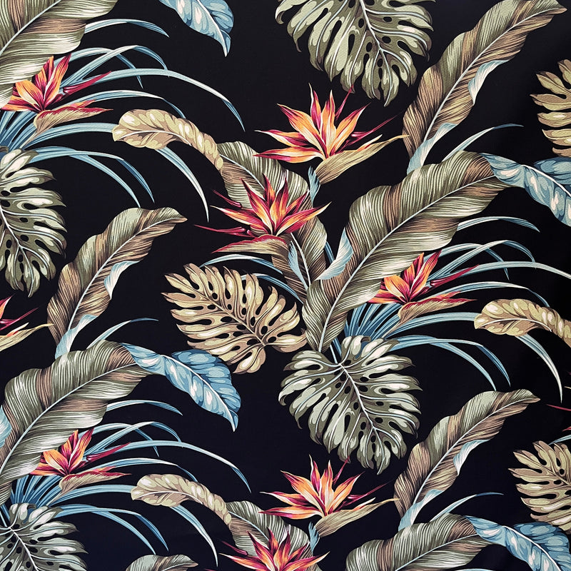 Cotton Upholstery Fabric Monstera Banana Leaves Birds of Paradise