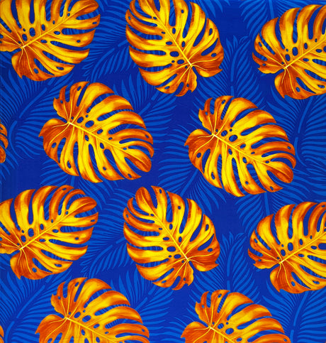 Monstera Dypsis Lutescens Leaves Peachskin Fabric - Purple And Green, 45" Width (1 Yard)