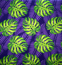 Polyester Peachskin Fabric Monstera Dypsis Lutescens Leaves
