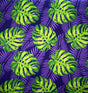 Monstera Dypsis Lutescens Leaves Peachskin Fabric - Purple And Green, 45" Width (1 Yard)