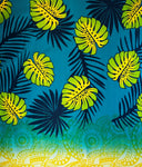 Cotton Barkcloth Fabric Monstera Palm Leaves Border