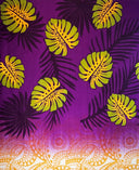 Cotton Barkcloth Fabric Monstera Palm Leaves Border