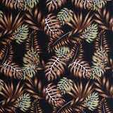 Monstera & Split Leaves 100% Rayon Poplin Fabric - Tropical Leaf Print, 44/45" Width, 1 Yard