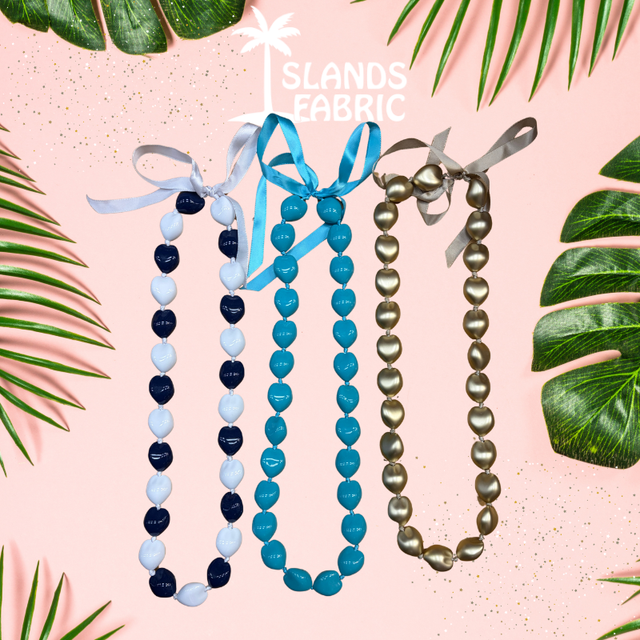 Kukui Nut Lei Necklace - Colorful Hawaiian Lei, 0.7-0.9 Lb (1 Piece)