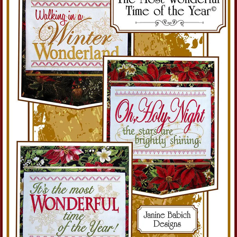 Embroidery Pattern Most Wonderful Time of the Year Holiday Wall Hangings