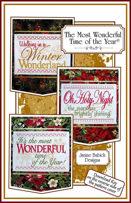 Embroidery Pattern Most Wonderful Time of the Year Holiday Wall Hangings