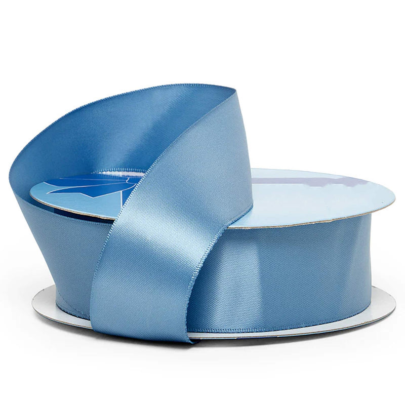 Quality Fabric Ribbon – Satin Solid Roll 3/8 '' X 100 yd Single Faced 1 / roll Smoke Blue
