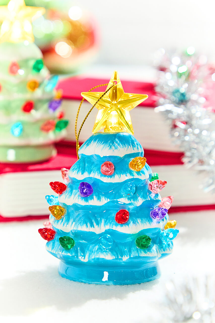4" Mini Nostalgic Pastel Trees Ornaments, Assortment of 4