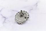 Rhinestone Brooch Applique Floral Silver