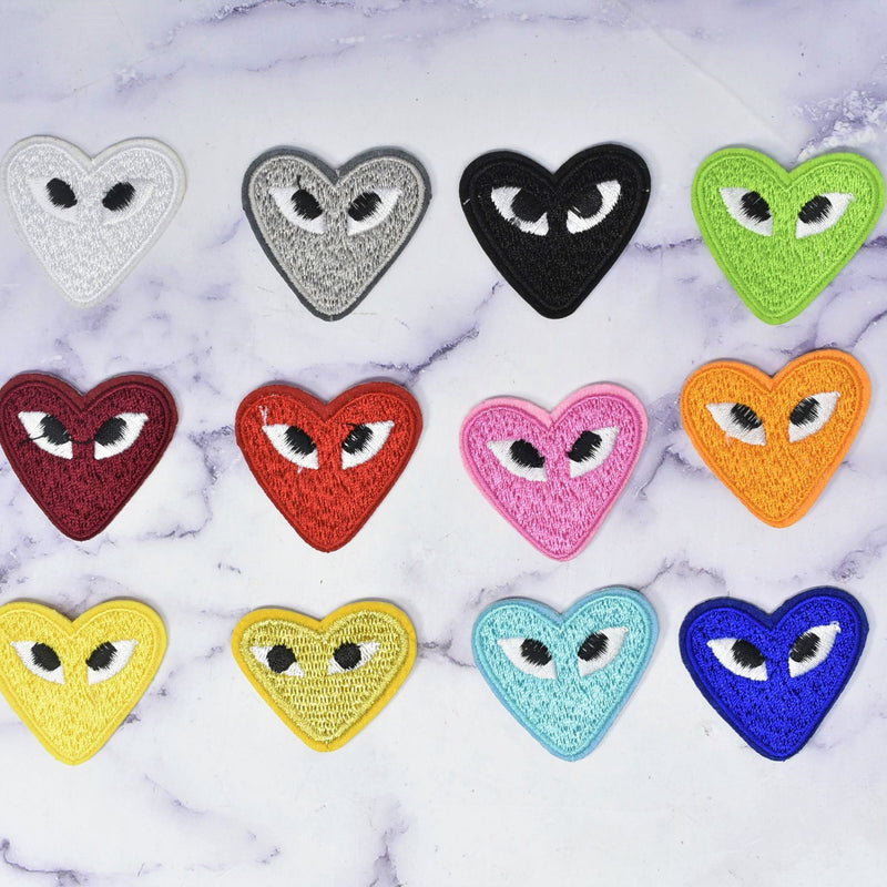 Embroidered Heart Patch with Eyes