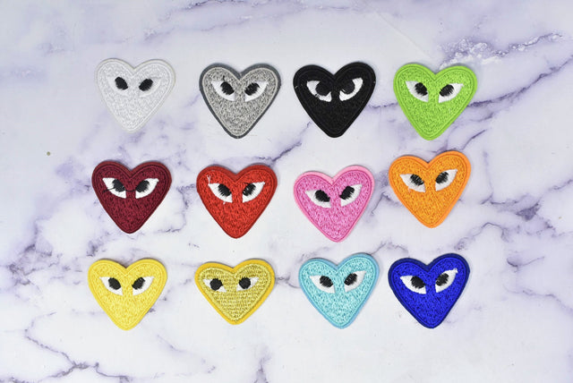 Embroidered Heart Patch with Eyes
