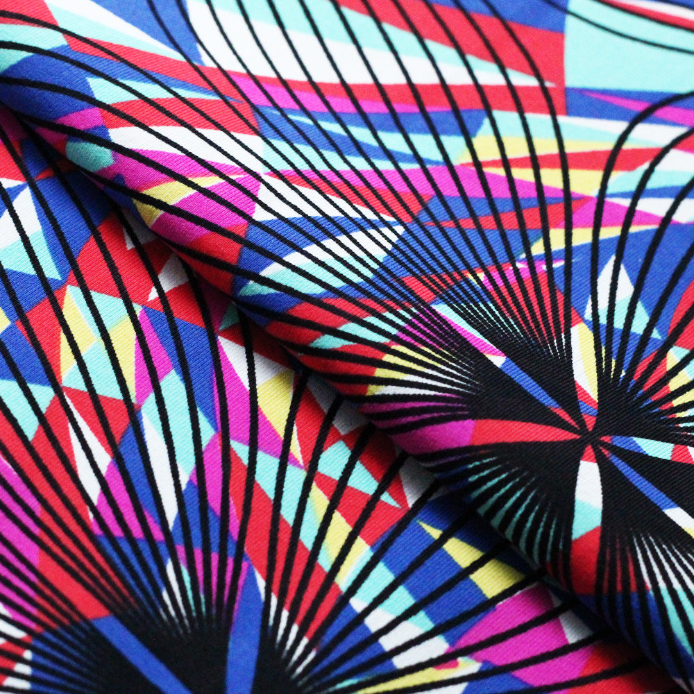 Prism Nylon Spandex Fabric - Multicolor Abstract Print, 58-60" Width (1 Yard)
