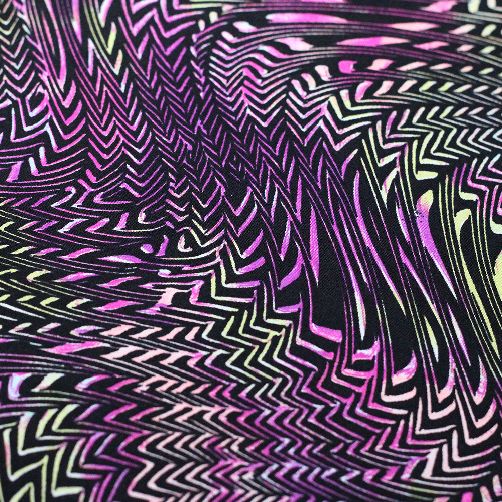 Outbreak Nylon Spandex Fabric - Black/Purple Chevron Zig Zag, 58/60" Width (1 Yard)