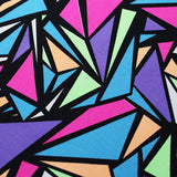 Spin City Nylon Spandex Fabric - Multicolor Geometric Triangles On Black, 58/60" Width (1 Yard)