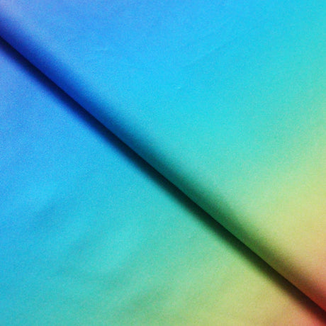Rainbow Haze Poly Spandex Fabric - Multi Rainbow Print, Gold Foil Option, 58-60" Width (1 Yard)