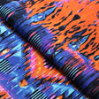 Tribal Patch Nylon Spandex Fabric - Orange And Blue Tribal Print, 58-60" Width (1 Yard)