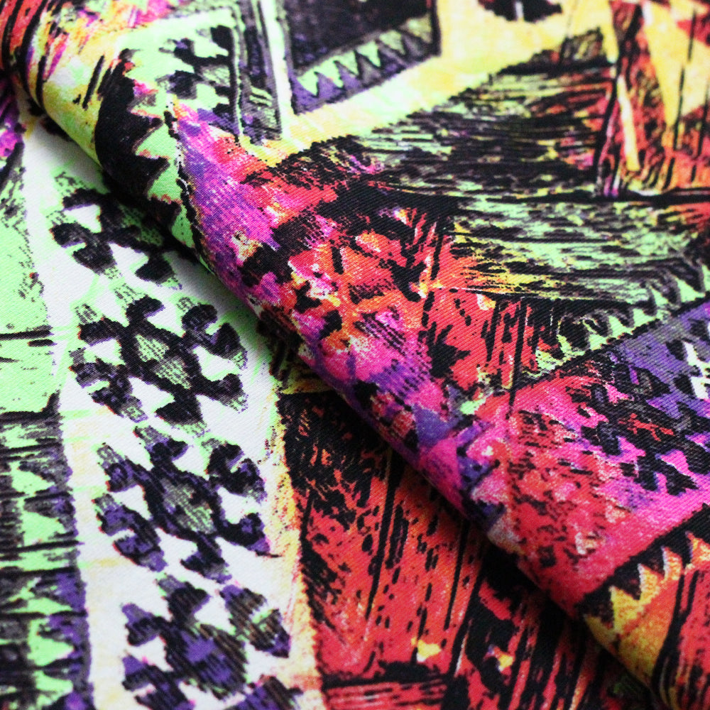 Azteca Nylon Spandex Fabric - Multicolor African Print, 58/60" Width, 320 GSM (1 Yard)