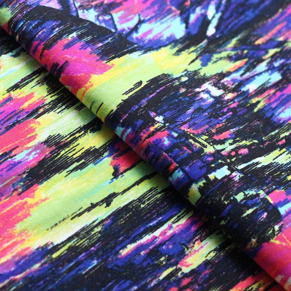 Optic Blaze Nylon Spandex Fabric - Multi Striped Pattern, 58/60" Width (1 Yard)