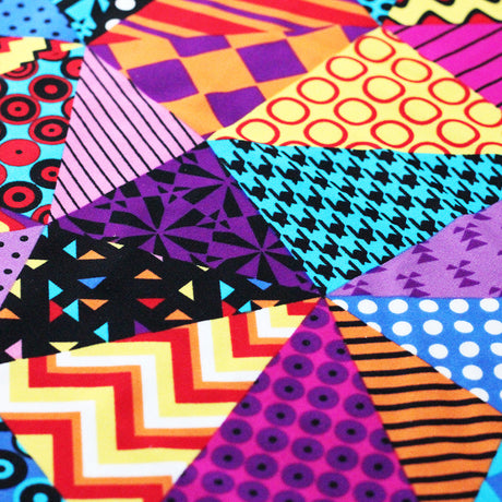 Pop Patch Nylon Spandex Fabric - Multicolor Patchwork Print, 58/60" Width (1 Yard)