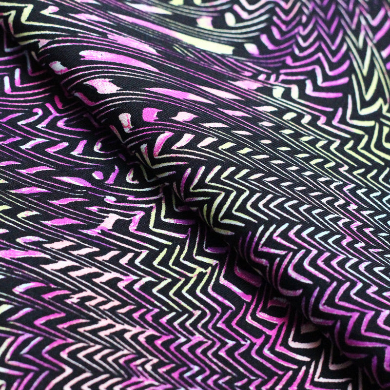 Outbreak Nylon Spandex Fabric - Black/Purple Chevron Zig Zag, 58/60" Width (1 Yard)