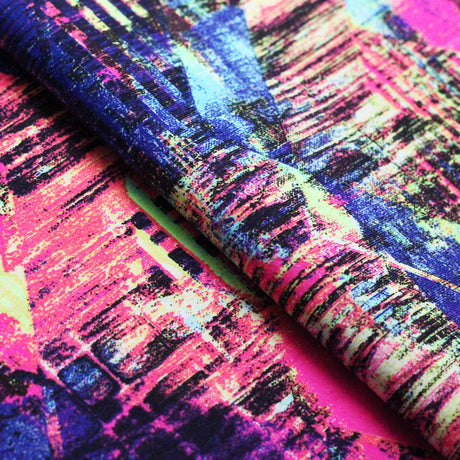 Vertical Edge Nylon Spandex Fabric - Jade/Multi Geometric Print, 58/60" Width (1 Yard)