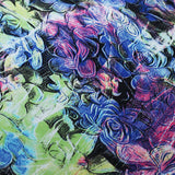 Blossom Battle Nylon Spandex Fabric - Multi Abstract Pattern, 58/60" Width (1 Yard)