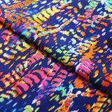 Feather Ikat Nylon Spandex Fabric - Multicolor Feather Pattern, 58/60" Width (1 Yard)