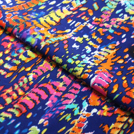 Feather Ikat Nylon Spandex Fabric - Multicolor Feather Pattern, 58/60" Width (1 Yard)