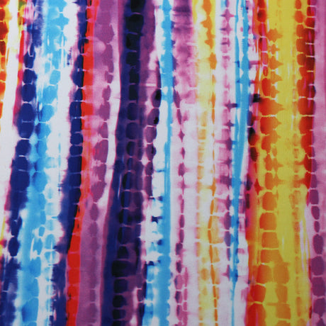 Boho Stripe Poly Spandex Fabric - Multicolor Stripe Print, 58/60" Width, 4-Way Stretch (1 Yard)