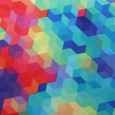 Rainbow Brite Polyester Spandex Fabric - Multicolor Geometric Print, 58/60" Width (1 Yard)