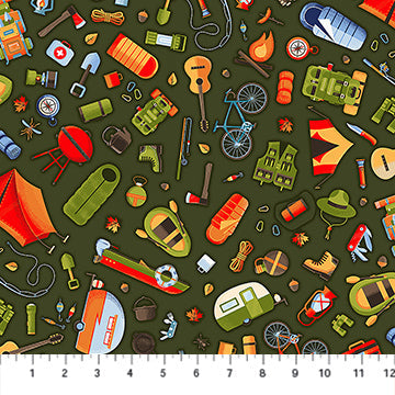 Cotton Fabric Multi Bare Necessities Camping Therapy 44/45"