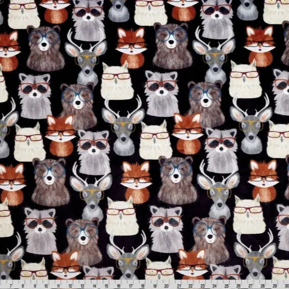 Cuddle Fabric Multi Black Nature Nerds Print