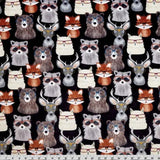 Cuddle Fabric Multi Black Nature Nerds Print