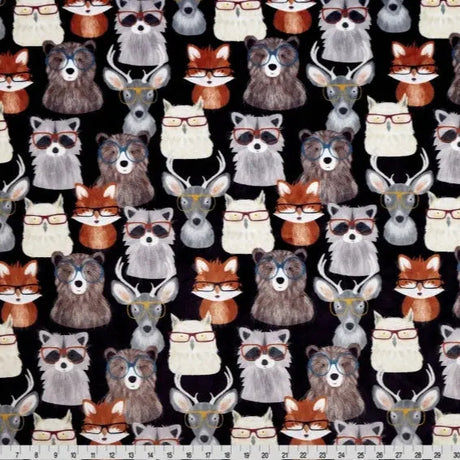 Cuddle Fabric Multi Black Nature Nerds Print