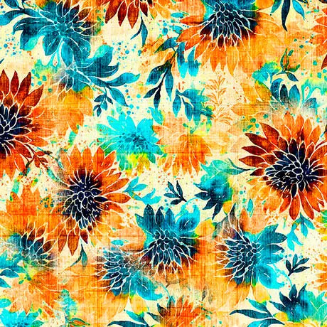 Cotton Floral Print Fabric Multi Cream 44/45"