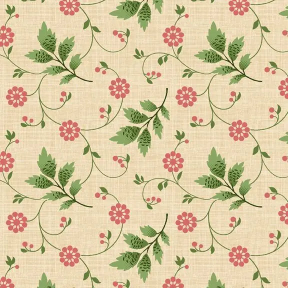 Cotton Wideback Fabric Multi Cream Floral Vine 108/110"