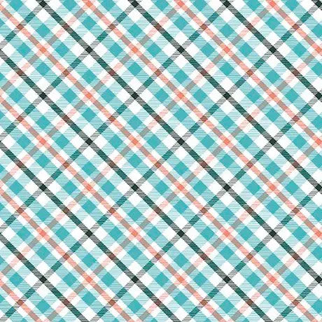 Cotton Diagonal Check Fabric Multi Dahlias at Dusk 44/45"