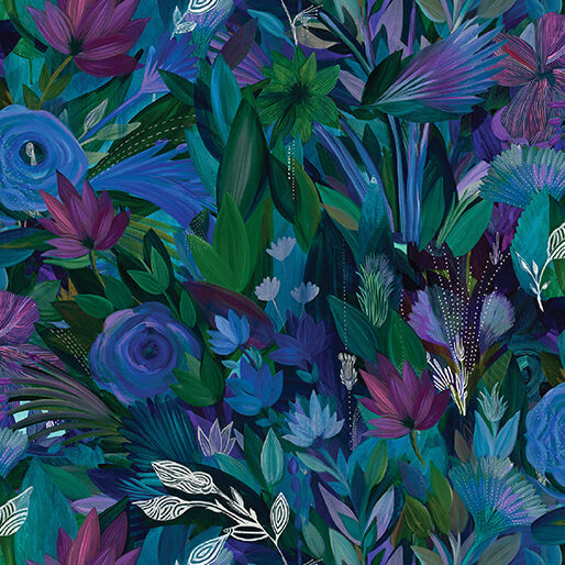 Cotton Floral Print Fabric 44/45" Multi Feathered