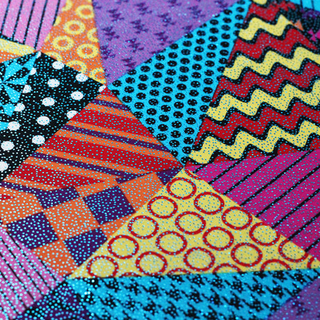 Pop Patch Nylon Spandex Fabric - Multicolor Patchwork Print, 58/60" Width (1 Yard)
