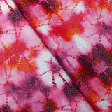 Kanoko Shibori Polyester Spandex Fabric - Pink/Orange Multi, Shibori Tie-Dye Print, 58/60" Width (1 Yard)