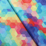 Rainbow Brite Polyester Spandex Fabric - Multicolor Geometric Print, 58/60" Width (1 Yard)