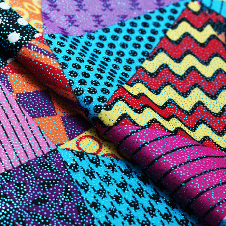 Pop Patch Nylon Spandex Fabric - Multicolor Patchwork Print, 58/60" Width (1 Yard)