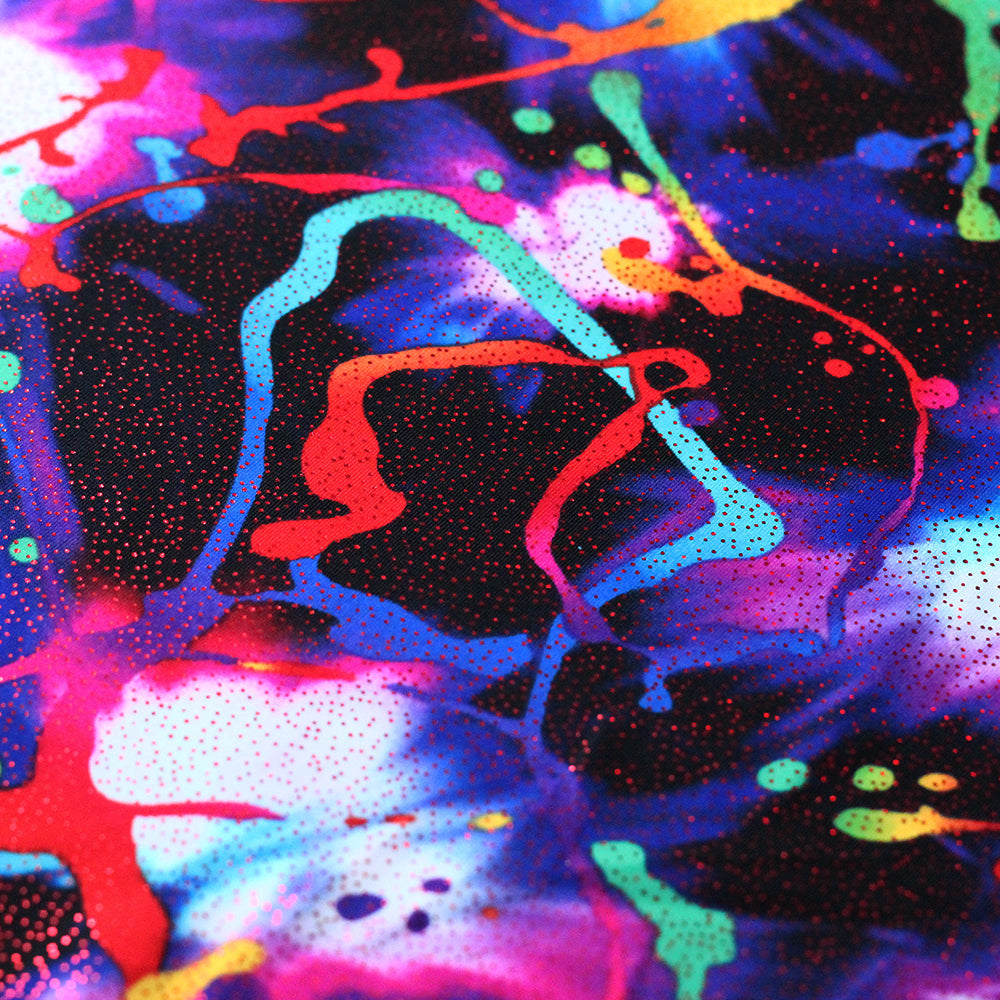 New Wave Tie Dye Nylon Spandex Fabric - Multicolor Splash Print, Tie-Dye, 58-60" Width (1 Yard)