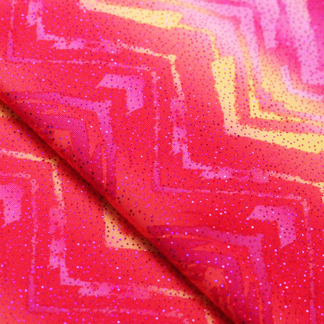 Core Layers Polyester Spandex Fabric - Multi Chevron Print, 58/60" Width (1 Yard)