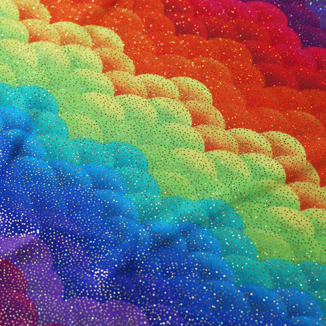 Synthetic Skin Nylon Spandex Fabric - Multi, Rainbow Circle Pattern, Foil Option, 58/60" Width (1 Yard)