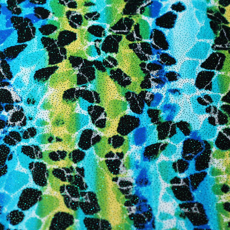 Safari River Nylon Spandex Fabric - Glitter Multicolor Stone River Print, 58-60" Width (1 Yard)
