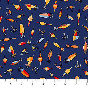 Cotton Camping Therapy Fabric Multi Lures 44/45"
